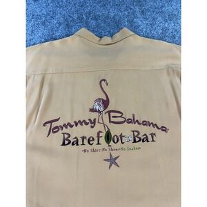 Tommy Bahama Shirt Mens XXL Orange Silk Barefoot Bar Embroidered Flamingo Casual